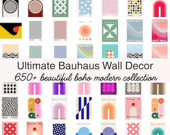 Bauhaus Kunstdruck Set von 650+: Mid Century Modern, Abstrakt Geometrisch Boho (Digitaler Download)