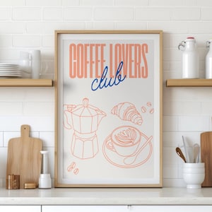 Retro Coffee Lovers Club Print - Küchenbar Kunst (Digitaler Download)