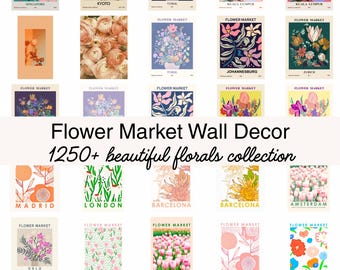 Blumenmarkt Poster Set: 1250+ Botanische Illustrationen Eklektische Galerie Wanddekoration (Digitaler Download)