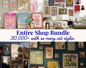 Eclectic Gallery Wall Art Set: 30000+ Vintage, Boho, Modern Prints (Digital Download)