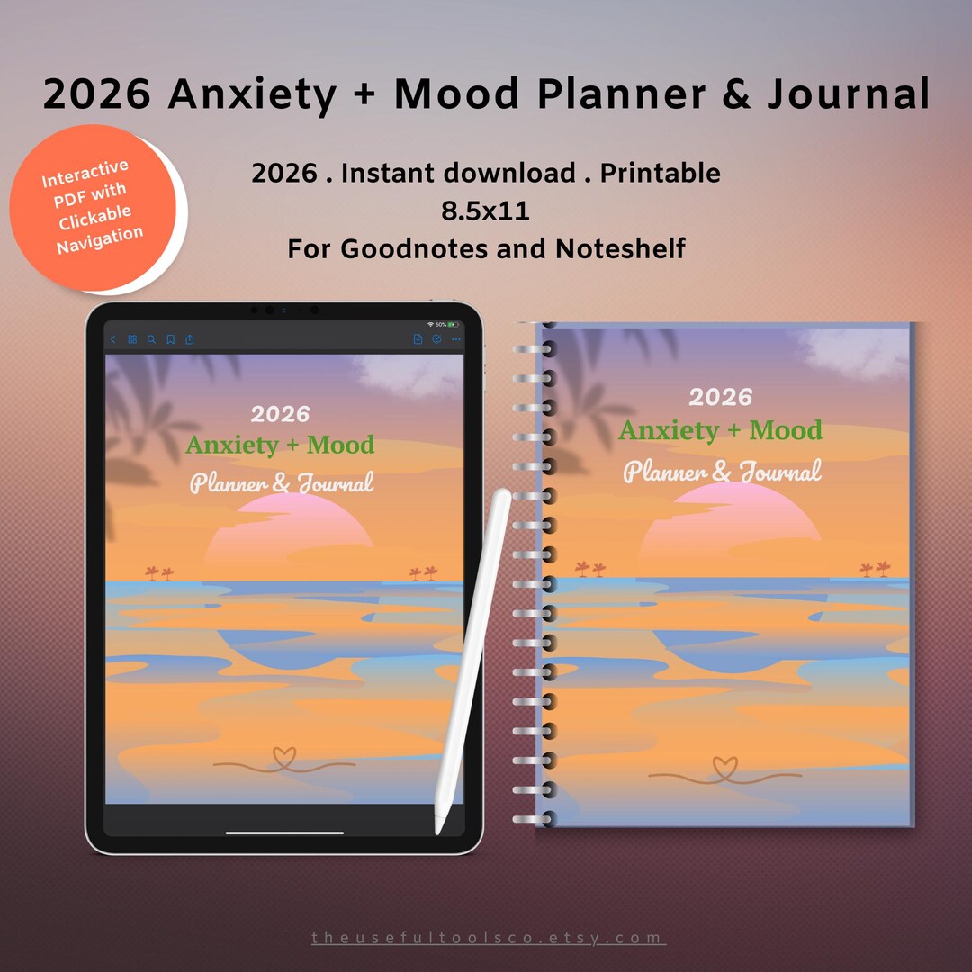 2026 Anxiety &amp; Mood Planner: Mental Health Journal, Self-care Workbook (8.5x11 PDF) - Etsy