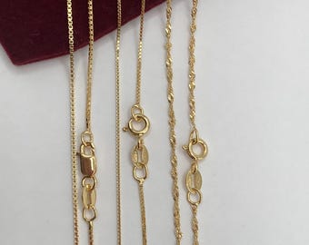 18k gold over sterling silver box chain solid 925 silver