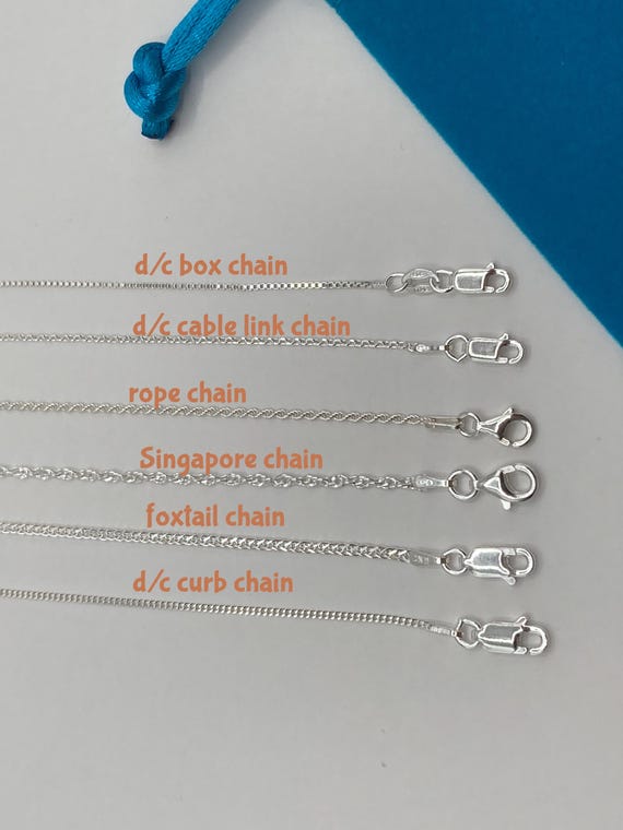 solid sterling silver chain real 925 silver sturdy necklace box curb cable rope foxtail