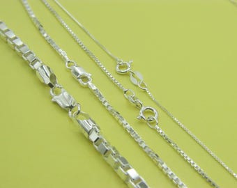 solid 925 sterling silver box chain necklace