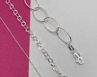 solid 925 sterling silver Flat cable chain