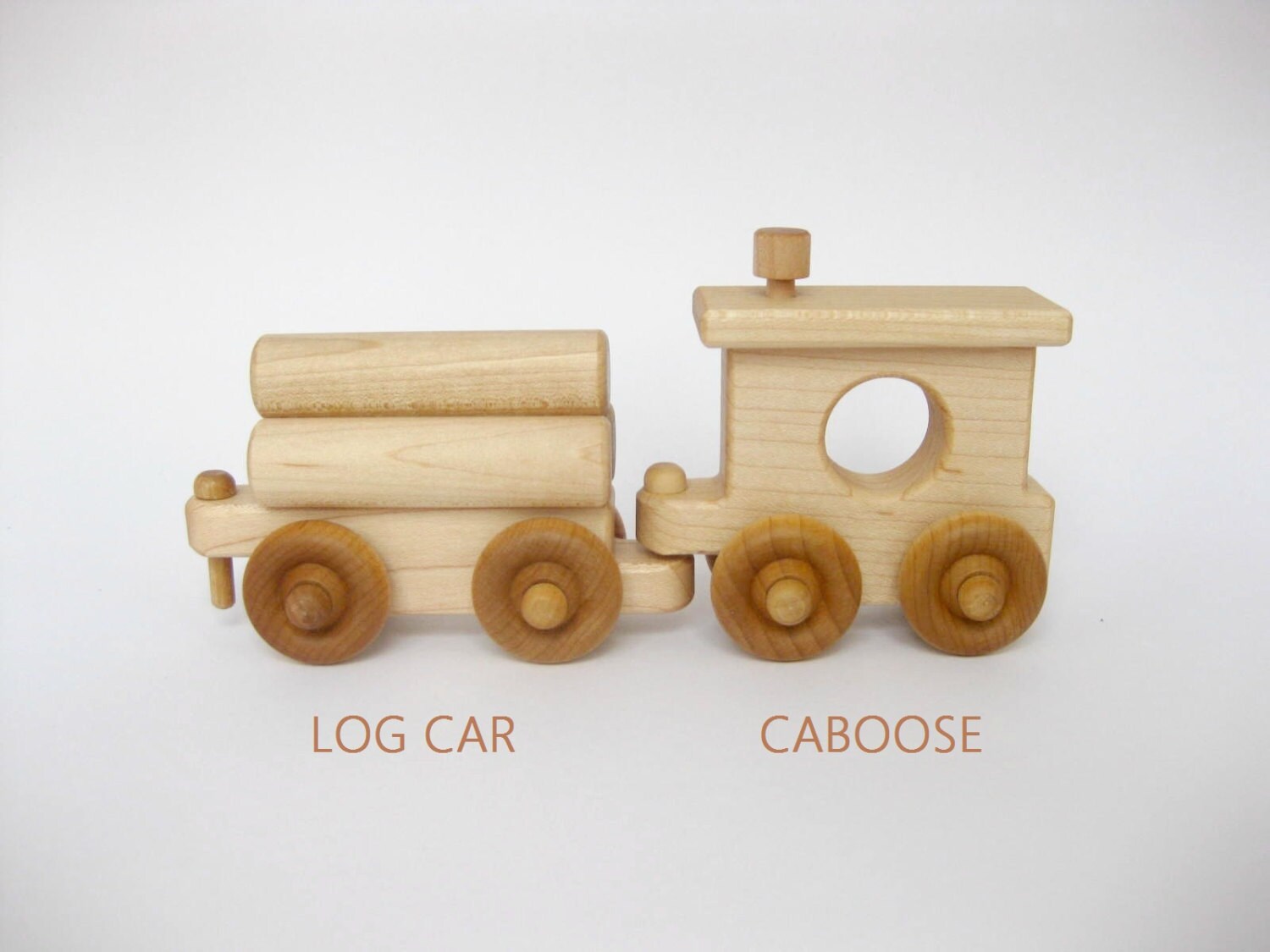 Wooden Toy Train Set 6 Cars natural wood toy Etsy