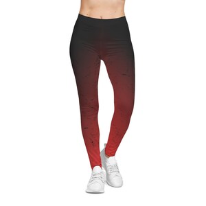 Black to Red Gradient Leggings: Women&#39;s Activewear, USA Assembled
