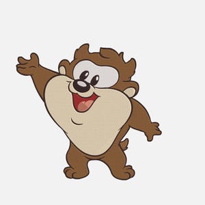 Diseño de bordado de bebé Taz sonriendo, bastidor de 5x7 (descarga digital)