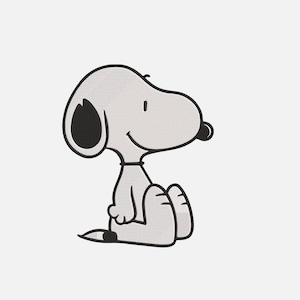 スヌーピーとウッドストックの刺繍デザイン、レトロなピーナッツの漫画（デジタルダウンロード）