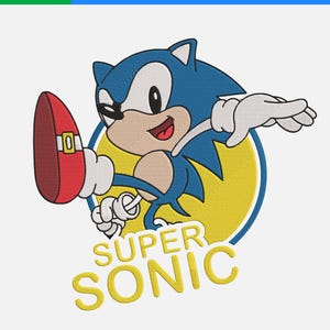Super Sonic Sega Machine Embroidery Design 7 Sizes Instant Download