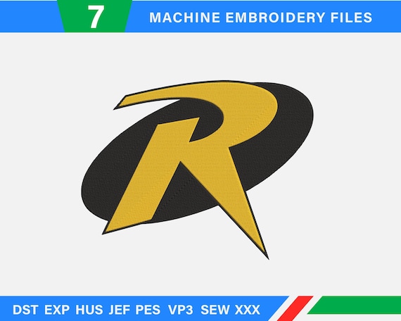 Superhero Logo Embroidery Design, Machine File (7 Sizes, Instant Download)