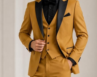 Trajes para hombre, trajes para padrinos de boda, trajes para hombre, atuendo de boda, trajes de 3 piezas, chaqueta, pantalón, chaleco