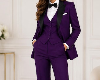 Women Formal 3 Piece Suits WomenSlim Fit Suits Luxurious Suit  Purple Womens Suits