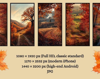 Autumn Aesthetic Phone Wallpaper Pack | Fall Forest Nature Backgrounds | Cozy Scenic Mobile Wallpapers (iPhone & Android)