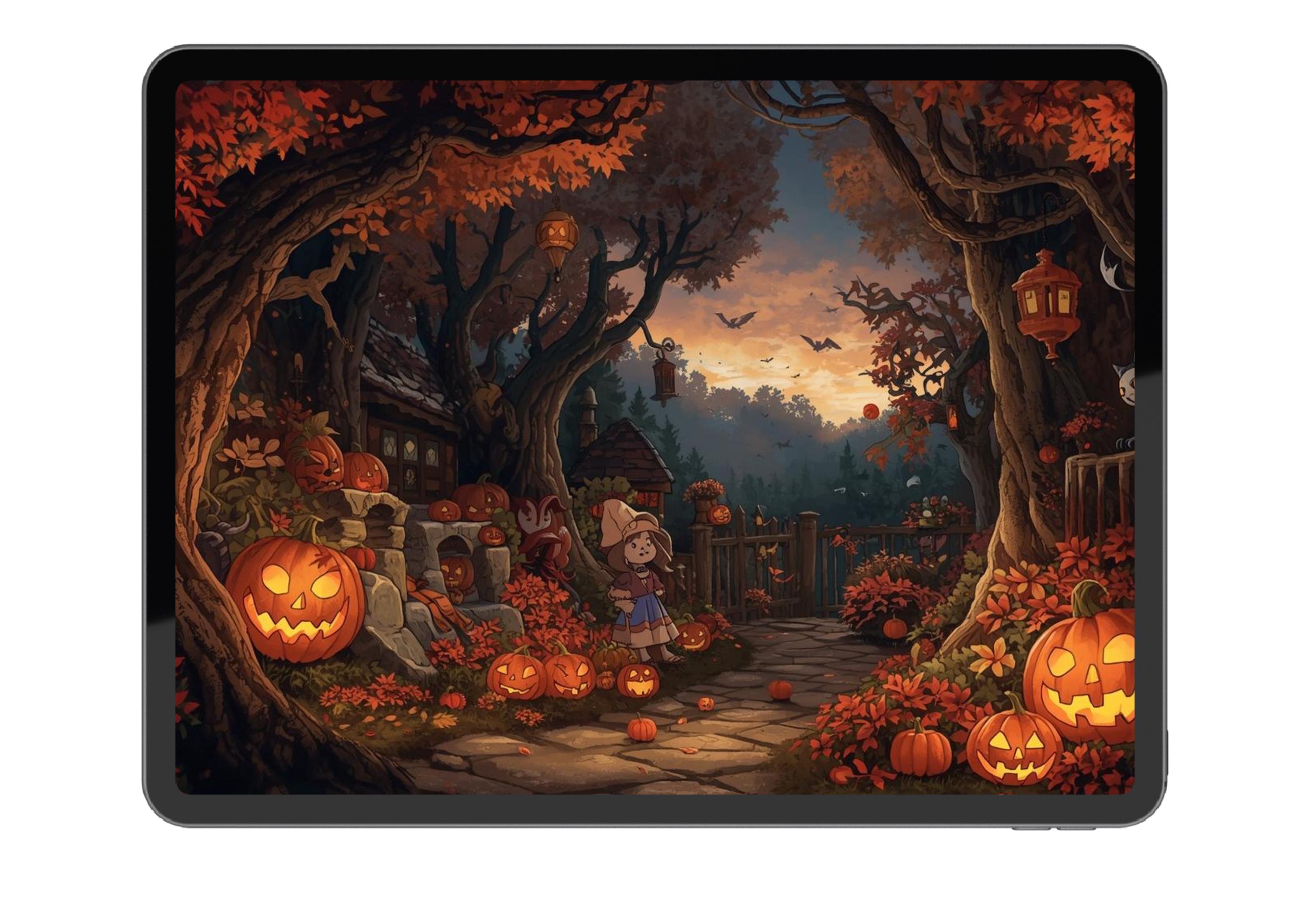 Autumn Halloween PC Wallpapers Bundle, Cozy Fall Landscapes With