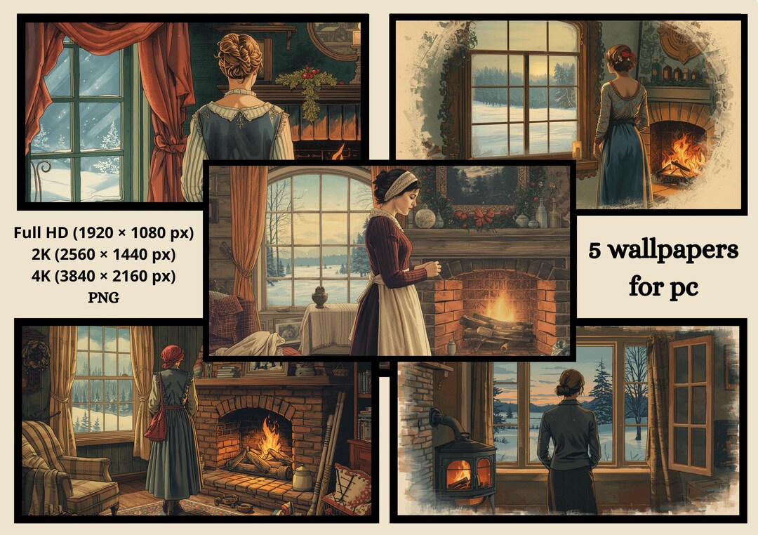 Cozy Winter Fireplace Wallpapers | Vintage Style PC Backgrounds | 5 ...