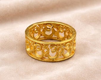 Omring goud | Aum-symbool bandring | Spirituele yoga-sieraden | Meditatiering | Heilige hindoe-sieraden | Minimalistische gouden band | Cadeau voor haar