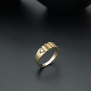 Handcrafted Brass Geometric Symbol Ring – Minimalist Unisex Jewelry, Adjustable Band, Boho Statement Accessory