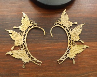 Brass Butterfly Ear Cuff, Fairy Wing Ear Wrap, Boho Jewelry