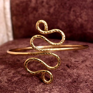Gold Snake Upper Arm Cuff Bracelet – Boho Goddess Festival Armlet