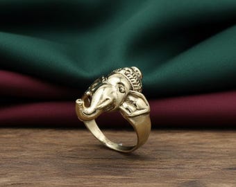 Ganesha - Anillo de dios hindú - Anillo de elefante - Anillo de buena suerte - Joyería espiritual