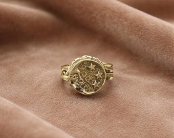 Gouden gifring, vintage medaillonring, ring met geheim compartiment, ring in Victoriaanse stijl, antiek geïnspireerde sieraden cadeau voor haar