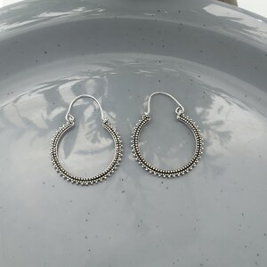 Minimalist Silver Hoop Earrings – Handmade Beaded Boho Everyday Jewelry, Lightweight Festival Style & Gift for Her