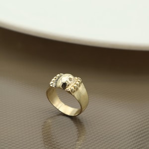 Brass Skull Signet Ring – Handmade Adjustable Gothic Punk Jewelry, Boho Statement Ring for Men & Women