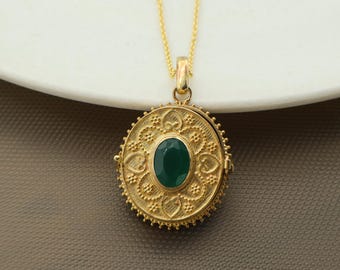Poison Box Necklace, Brass Locket Necklace with Secret Compartment, Large pill box pendant, Designer pendant, Locket, Message box pendant.