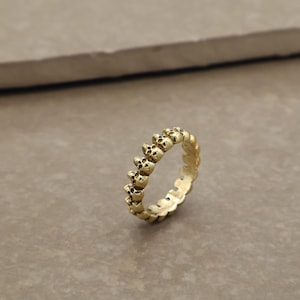 Brass Skull Band Ring – Gothic Punk Jewelry for Men & Women, Unique Boho Statement Ring, Handmade Adjustable Ring