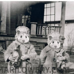 Hamster Art Anthropomorphic Animals in Clothes Creepy Cute 11 x 8.5 Inch Collage Art Print, Weird Wall Art