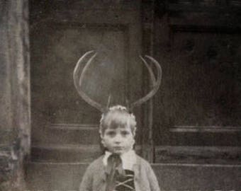 5 x 7 Inch Print of Girl with Antlers Oddities Weird Art Creepy Cute Collage Art Print