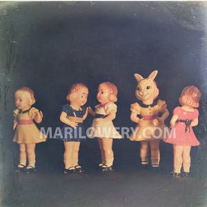 Colorful Vintage Plastic Doll Collection Creepy Cute Photography Weird Wall Art Print, 8x8 on 8.5 x 11 inch Paper, frighten