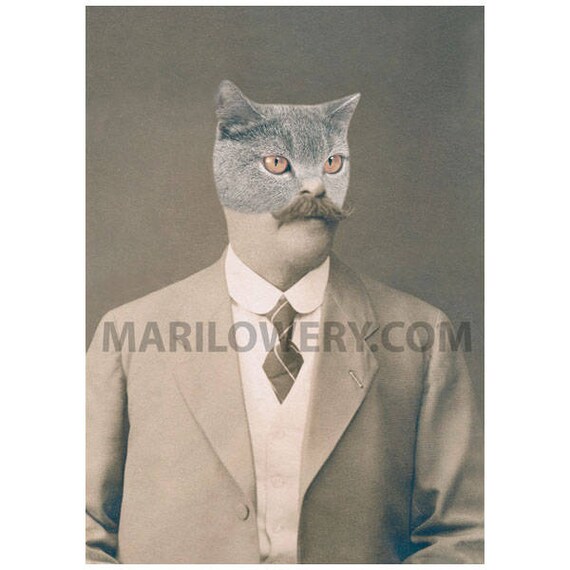 Art De Chat Bizarre Animal En Vetements 5 X 7 Pouces Collage Etsy Art De Chat Bizarre Animal En Vetements 5 X 7 Pouces Collage Etsy