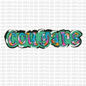 Cougars PNG | School Mascot Spirit Wear PNG | Sublimation Design | Cougars Pride Digital Download | Team Shirt PNG Clipart