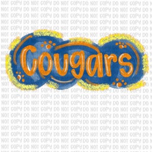 cougars PNG | School Mascot Sublimation Design | cougars Pride Digital Download for Spirit Wear, Shirts, and Tumblers