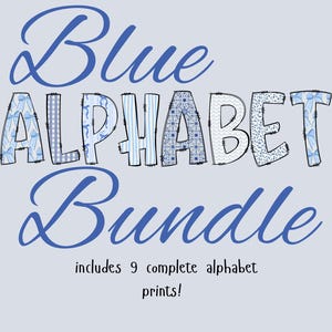 Blue Alphabet Bundle PNG | 9 Complete Digital Alphabets | Printable Letters for Sublimation, Crafts & Scrapbooking