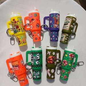 Mini Tumbler Keychain, Random Multicolor Cup Key Ring, Chapstick Holder, Purse or Backpack Charm, Stocking Stuffer