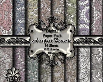 Horizontal Guipure Lace Pattern Paper Coffee Dyed 11 x 8 12