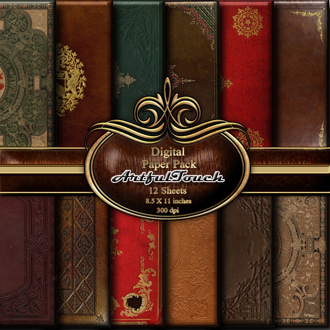 Digital Paper Antique Book Covers Decorative Book Covers Old Etsy
