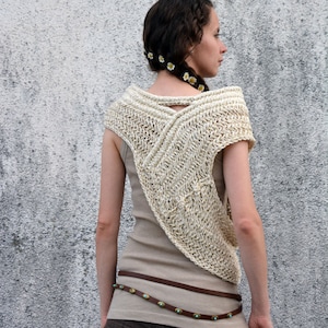Katniss inspired huntress cowl vest  in cream, ecru, white for spring summer