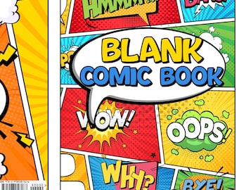 Leeg stripboek, DIY-superheldenverhaal, tekensjablonen (pdf-patroon)