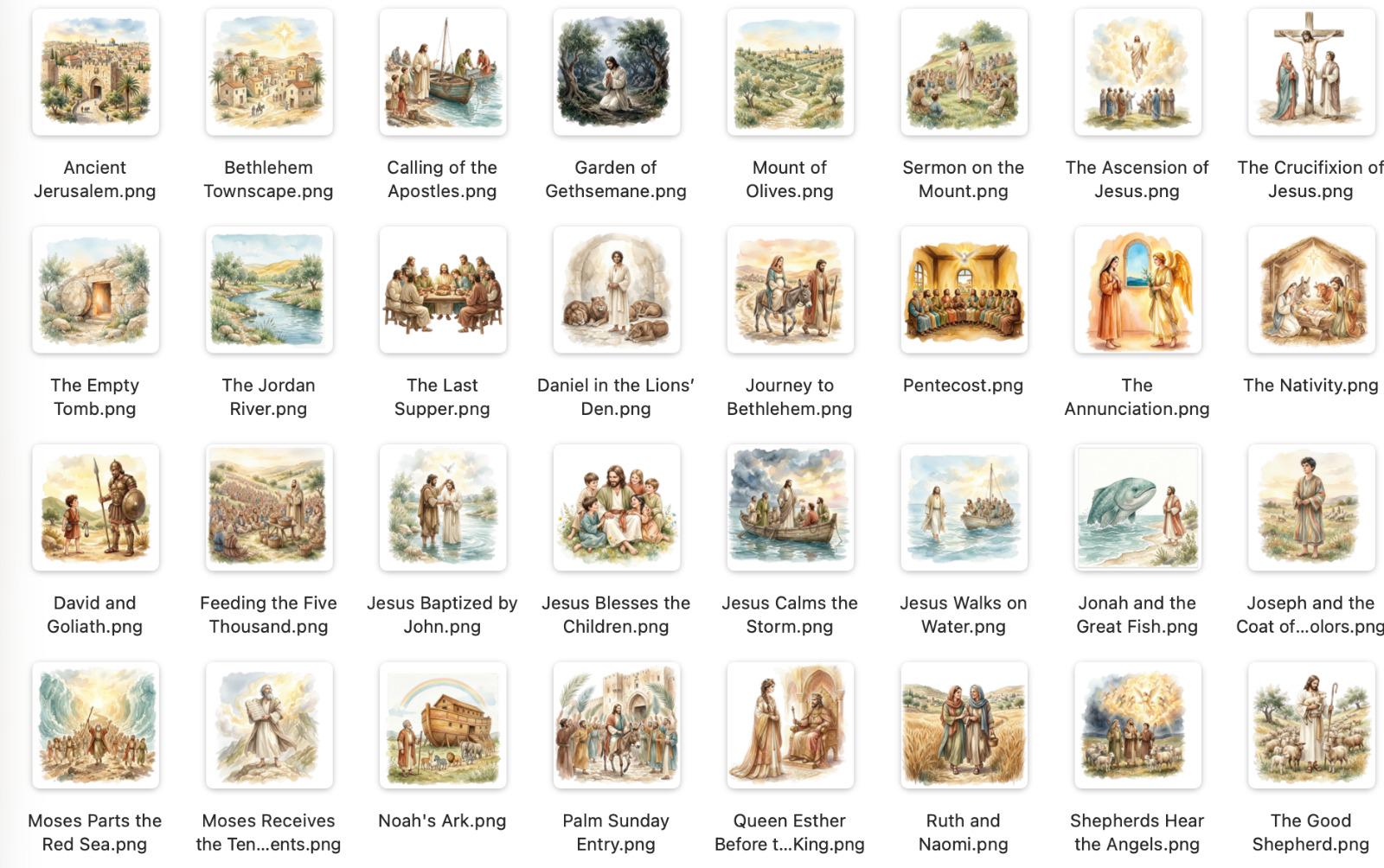 Biblical Scene Clipart Bundle, Bible Story Watercolor PNG, Jesus Life ...