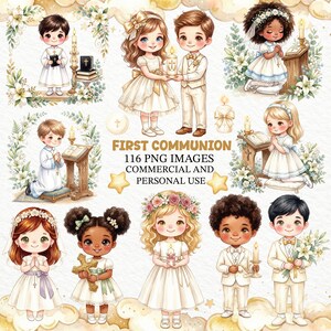 Erste heilige Kommunion Mockup Bundle Sofort-Download, Christentum Religion Clipart-Set, 116 PNG-Bilder Kommerzieller & persönlicher Gebrauch