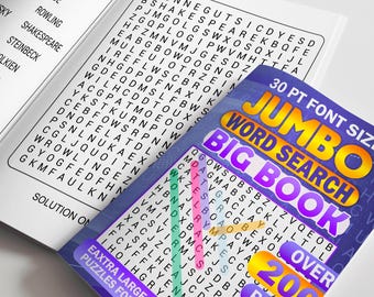 Jumbo Word Search Puzzle Book – 80 Big Print Brain Teasers (PDF Download)