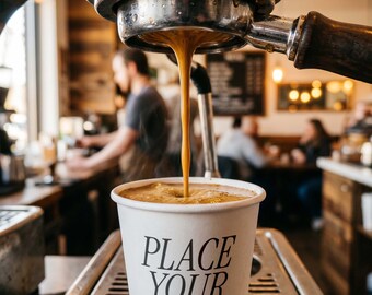 Kaffeetasse Mockup im Cafe PSD