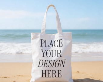 Beach Tote Bag Mockup White Canvas PSD