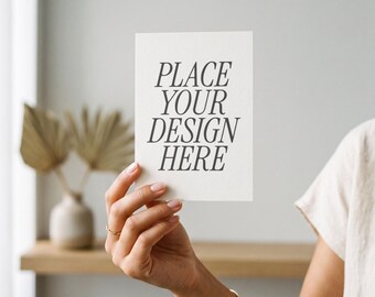 Grußkarte Mockup, Handlettering Karte Mockup, Neutral Home Interior Szene