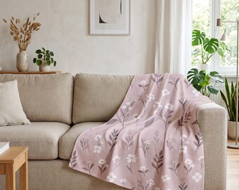 Minimale weiße Decke Mockup, Neutrale Wohnzimmer Sofa Szene, weiche Stoff Textur, modernes Interieur PSD