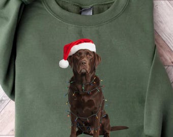 Kerst chocolade labrador shirt, kerstverlichting hondenshirt, kersthond, lab moeder tee, cadeau voor hondenliefhebber, chocolade lab shirt, hondenliefhebber